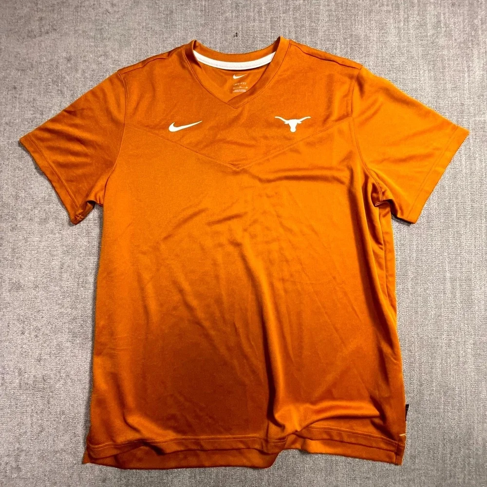 Nike Dri-FIT Texas Longhorns NCAA T-Shirt Mens XL Orange V-Neck Pullover
